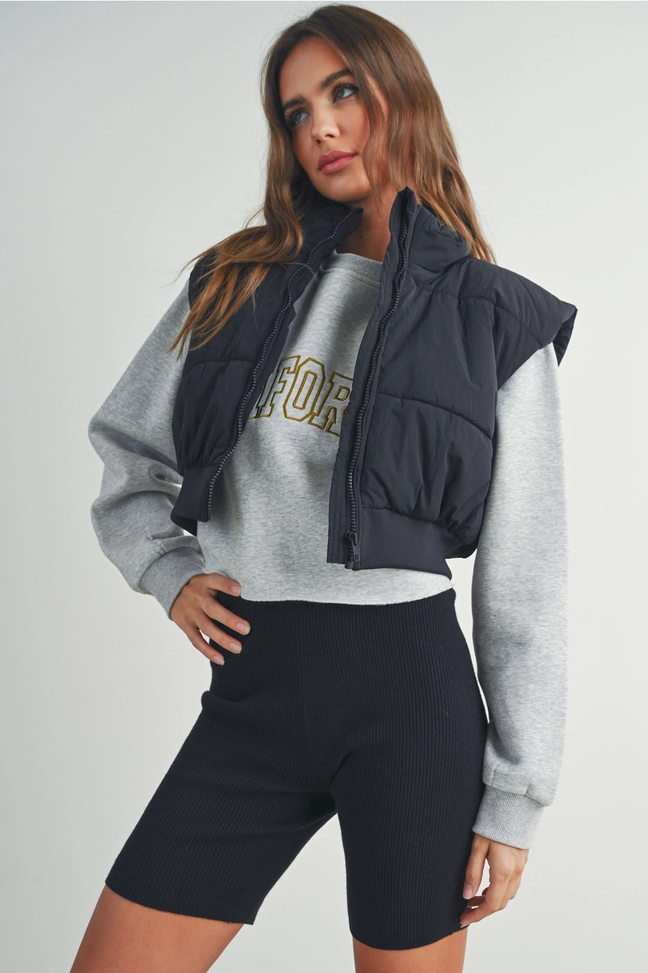 BUTTERMELON - Full Zip-Up Crop Puffer