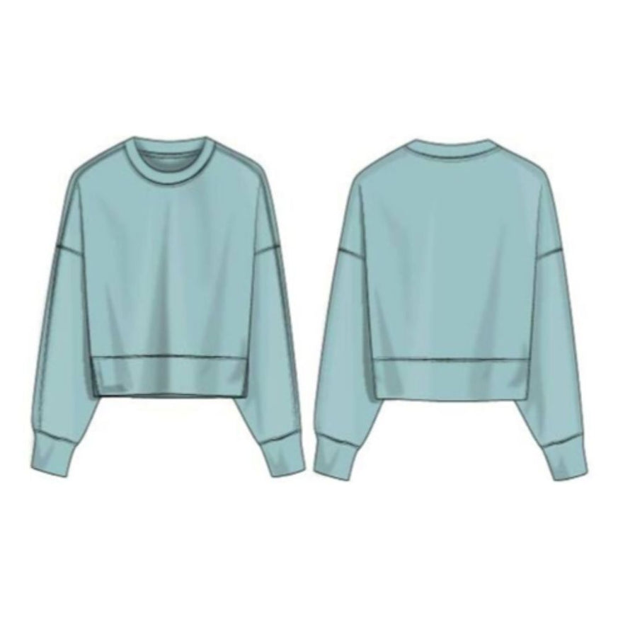 90 Degree - Girls Soft Scuba Zuri Crop Crew Neck Pullover