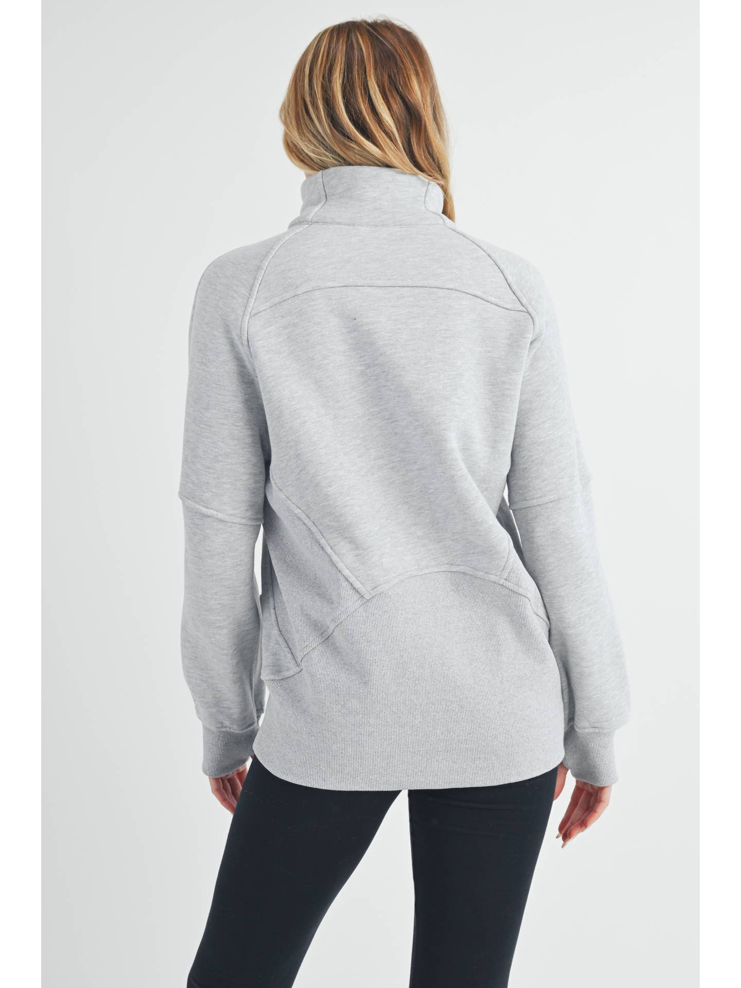 AEMI + CO - Long Dove Funnel Neck Half Zip