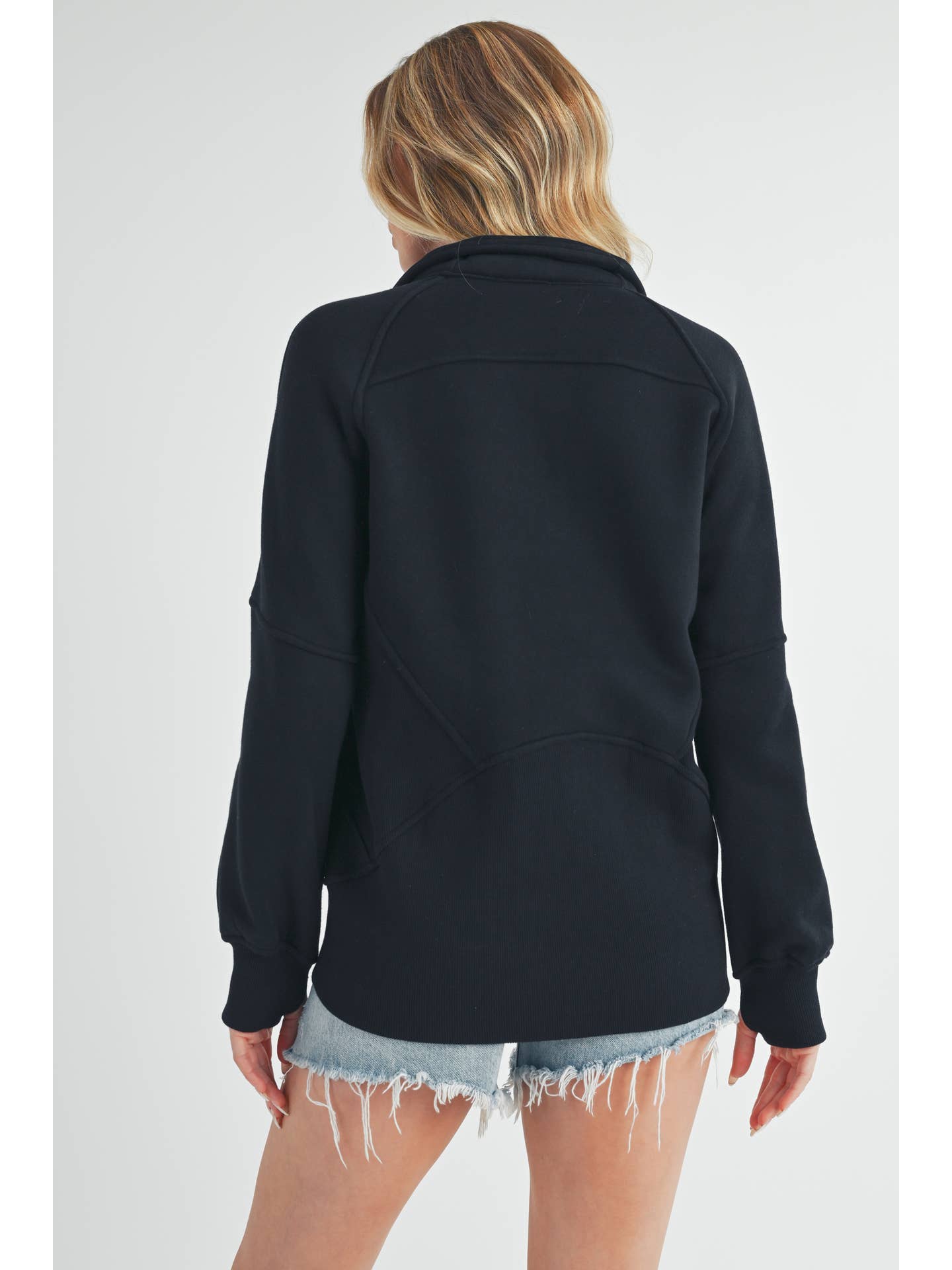 AEMI + CO - Long Dove Funnel Neck Half Zip