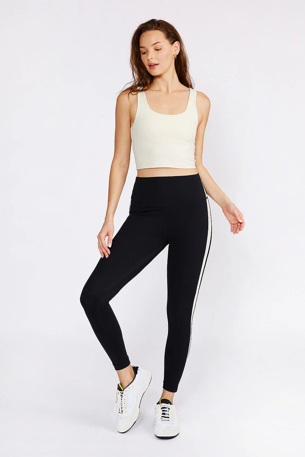 CREAM YOGA - HANA 7/8 SUDE STRIPE LEGGING PANT